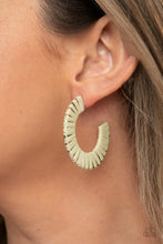 Load image into Gallery viewer, Silver &amp; Green Hoops Earrings
