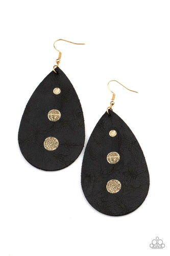 Black Teardrop leather earrings