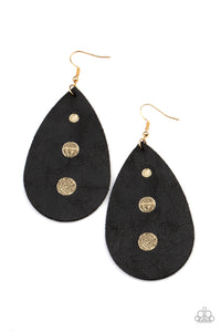 Black Teardrop leather earrings