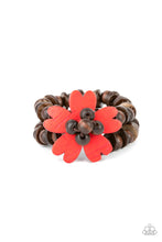 Load image into Gallery viewer, Red flower wood bracelet
