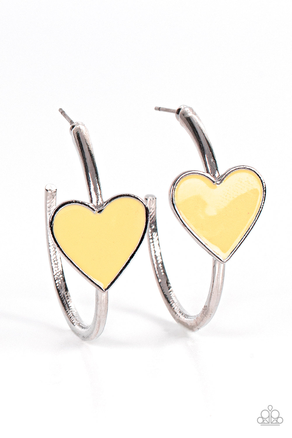 Yellow Heart Hoops Earrings