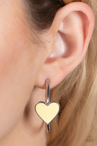 Yellow Heart Hoop Earrings